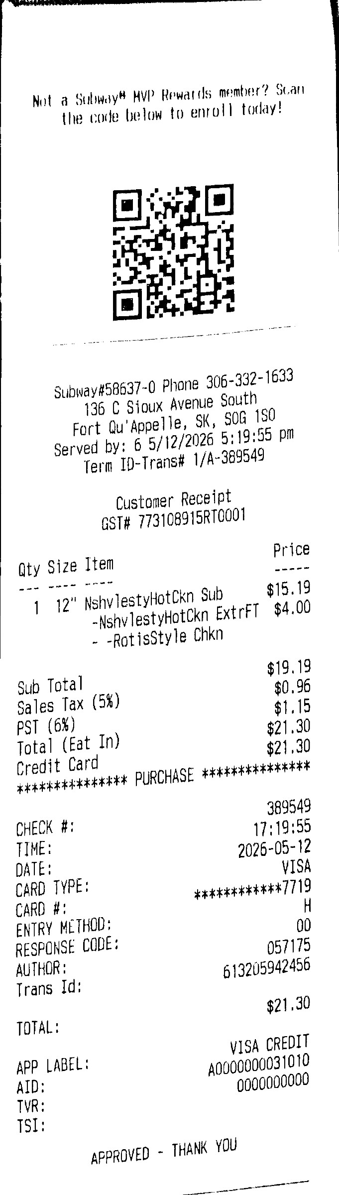 Receipt thumbnail